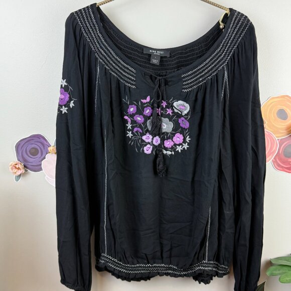Nine West Boho Floral Blouse - Size - Large - Picture 5 of 5